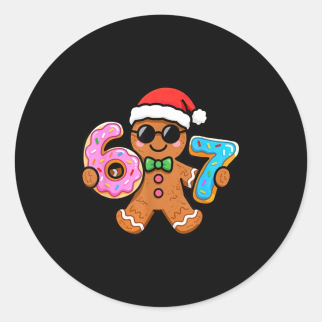 Adesivo Redondo 67 Christmas Gingerbread Six Seven Meme Gen Alpha  (Frente)