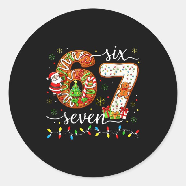Adesivo Redondo 67 Christmas Gingerbreadman 6 7 Meme Xmas 67  (Frente)