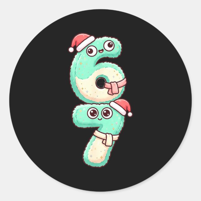 Adesivo Redondo 67 Christmas Kawaii Pastel Design  (Frente)