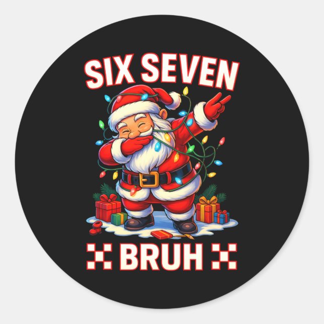 Adesivo Redondo 67 Christmas Shirt Santa Six Seven Bruh Men Women  (Frente)