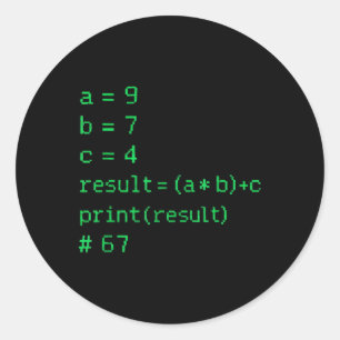 Adesivo Redondo 67 Código Python Meme Resultado Humor Geek Seis Se