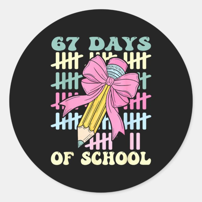 Adesivo Redondo 67 Days Of School Cool Teacher Design  (Frente)