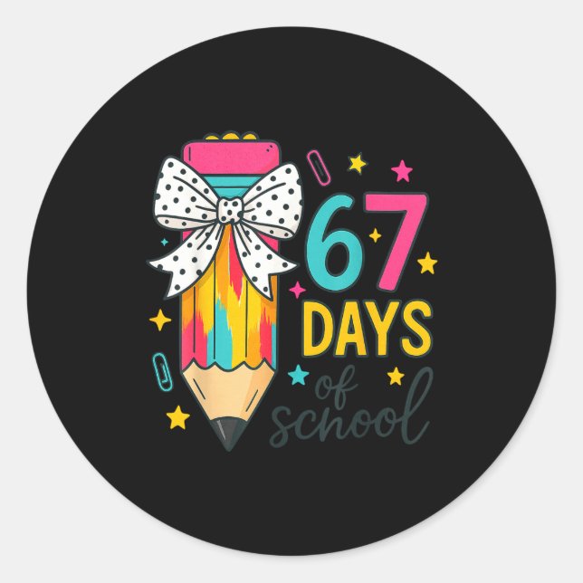 Adesivo Redondo 67 Days Of School Girls Coquette Bow Girls Boys Sc (Frente)