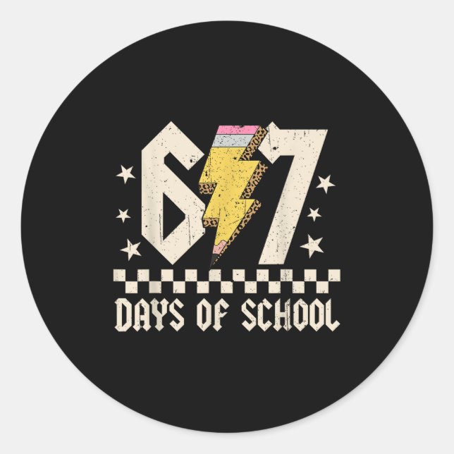 Adesivo Redondo 67 Days Of School Meme Slang Abcd Rock Boys Girls  (Frente)