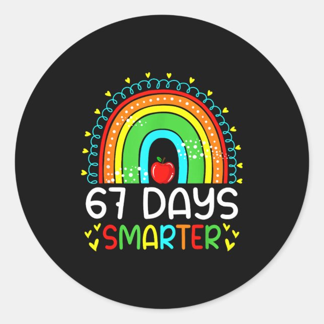 Adesivo Redondo 67 Days Smarter School Rainbow Teacher Days Smarte (Frente)