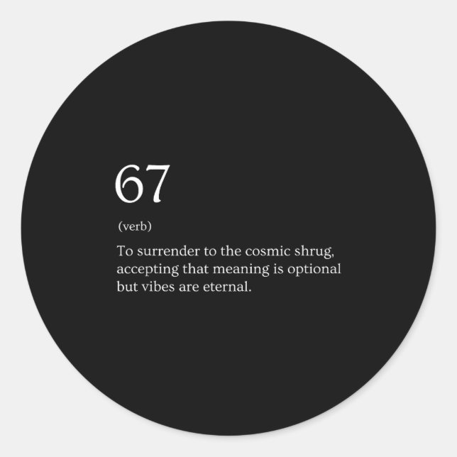 Adesivo Redondo 67 Definition Meme  (Frente)