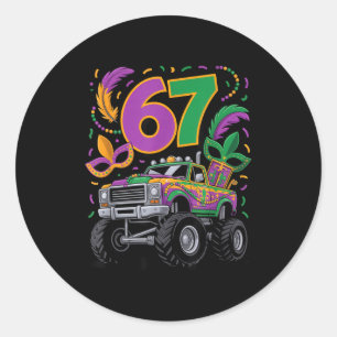 Adesivo Redondo 67 Desenho de Carnaval de Caminhão de Carro Monstr