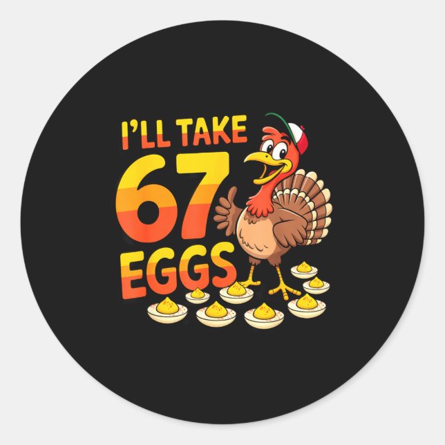 Adesivo Redondo 67 Deviled Eggs Lovers Thanksgiving Turkey 67 Funn (Frente)