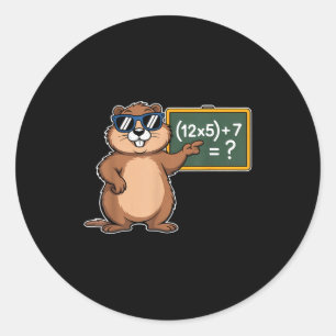 Adesivo Redondo 67 Dia da Marmota 6-7 Meme Professor de Matemática