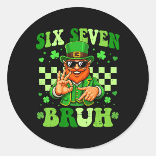 Adesivo Redondo 67 Dia de São Patrício duende Bruh Six Seven Meme