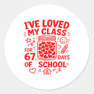Adesivo Redondo 67 Dias De Escola Amo Meu Cl Funny Valentine Teac