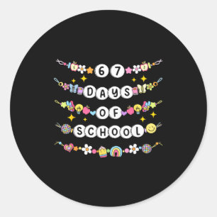 Adesivo Redondo 67 Dias De Escola Engraçado Pulseira Para Meninas 
