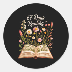 Adesivo Redondo 67 Dias De Escola Lendo Livros Professor 67º Dia O