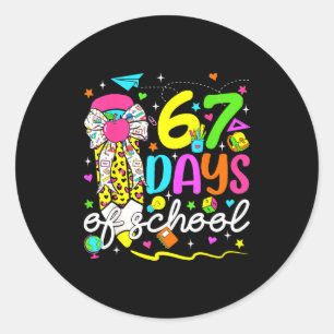 Adesivo Redondo 67 Dias De Escola Meninas Coquete Laço Lápis 67 Di