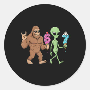 Adesivo Redondo 67 Drip Meme Engraçado Seis Sete Pé Grande Alien S