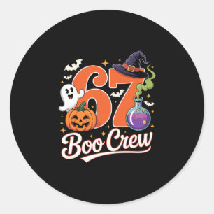 Adesivo Redondo 67 Equipe Boo Fantasma de Halloween Engraçado Abób