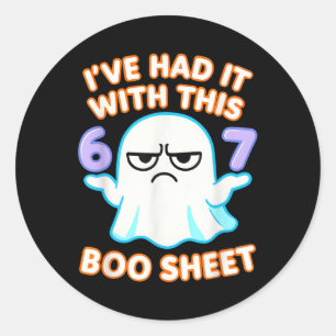 Adesivo Redondo 67 Fantasia de Halloween Lençol de Boo 6 7 Meme Se