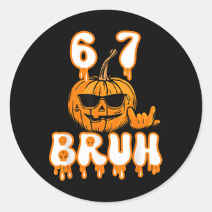 Adesivo Redondo 67 Fantasia de Meme de Halloween Brainrot Crianças
