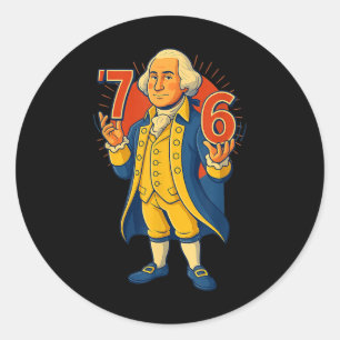 Adesivo Redondo 67 George Washington Meme Engraçado Six Seven Gera