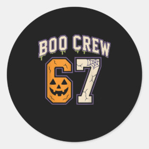 Adesivo Redondo 67 Halloween Boo Crew Sports Jersey Meme