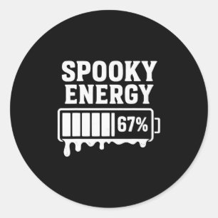 Adesivo Redondo 67 Halloween Energético Assustador Meme Brainrot S