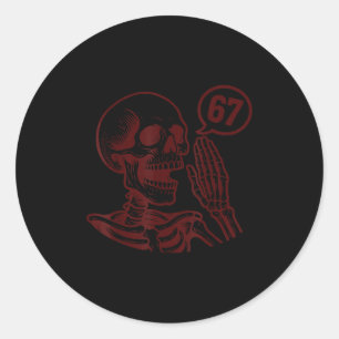 Adesivo Redondo 67 Halloween Esqueleto Seis Sete Meme Brainrot Div