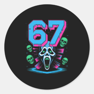 Adesivo Redondo 67 Halloween Scp Horror Face Camisa Assustadora de