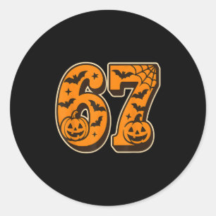 Adesivo Redondo 67 Halloween Seis Sete Brainrot Meme Meninos Crian