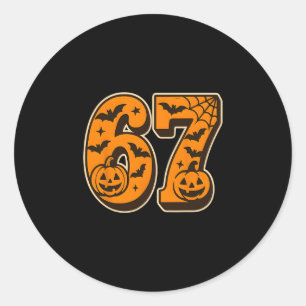 Adesivo Redondo 67 Halloween Seis Sete Brainrot Meme Meninos Crian