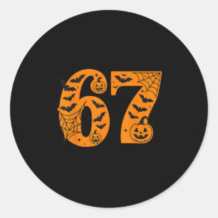 Adesivo Redondo 67 Halloween Seis Sete Meninos Brainrot
