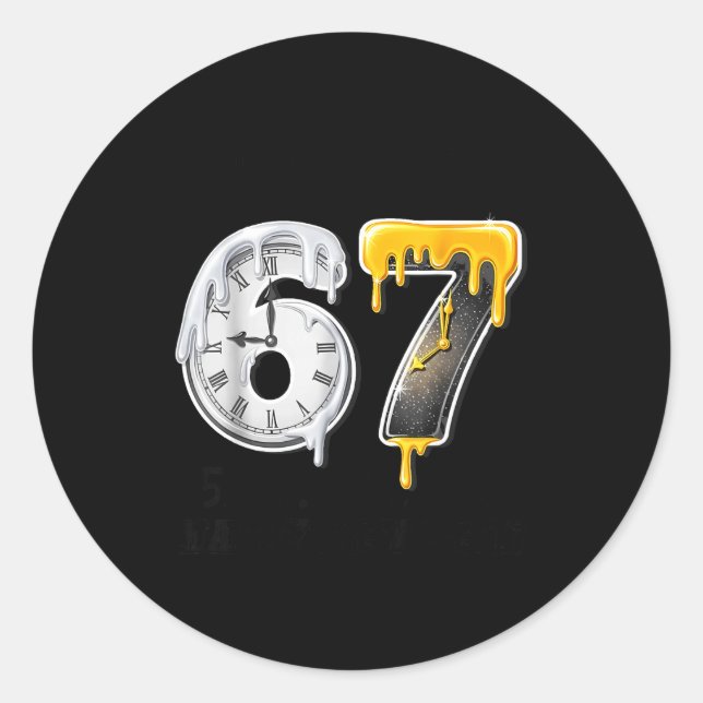 Adesivo Redondo 67 Happy New Year Countdown 2026 Funny Six Seven 6 (Frente)