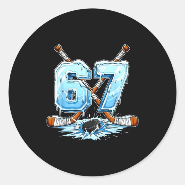 Adesivo Redondo 67 Hockey Drip Number Funny Meme Style Boys Graphi (Frente)