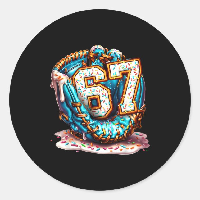 Adesivo Redondo 67 Ice Cream Drip Funny Six Seven Baseball  (Frente)