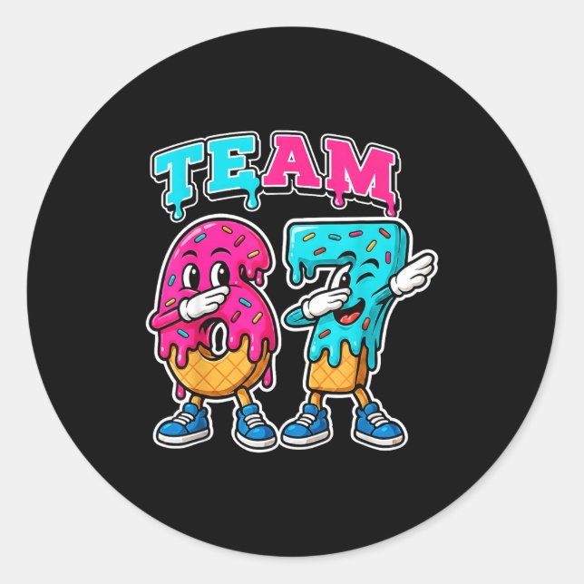 Adesivo Redondo 67 Ice Cream Drip Gen Alpha Slang Six Seven Meme 6 (Frente)