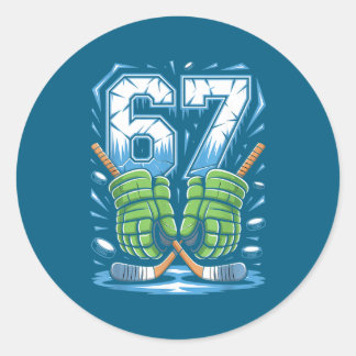 Adesivo Redondo 67 Ice Cream Drip Meme Six Seven Gen Alpha Slang 