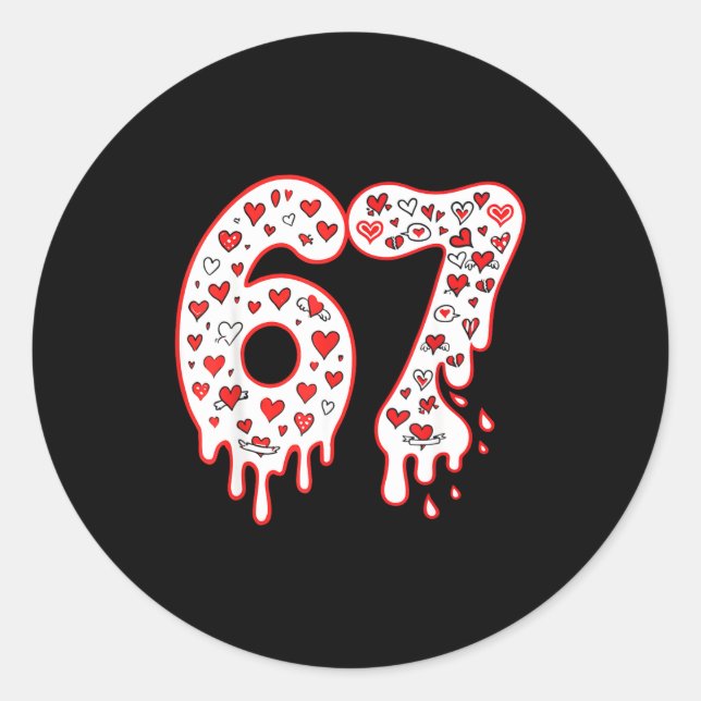 Adesivo Redondo 67 Ice Cream Drip Meme Six Seven Gen Alpha Valenti (Frente)