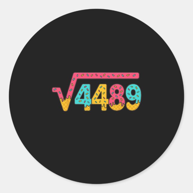 Adesivo Redondo 67 Ice Cream Drip Meme Square Root 4489 Slang Math (Frente)