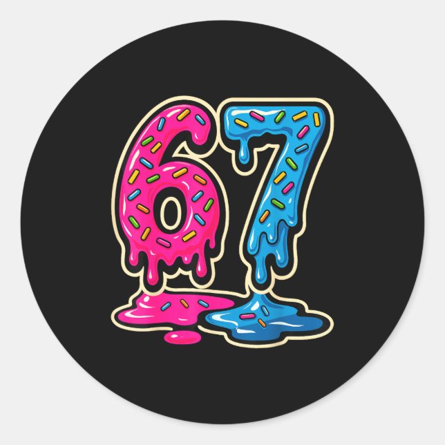 Adesivo Redondo 67 Ice Cream Meme Six Seven  (Frente)