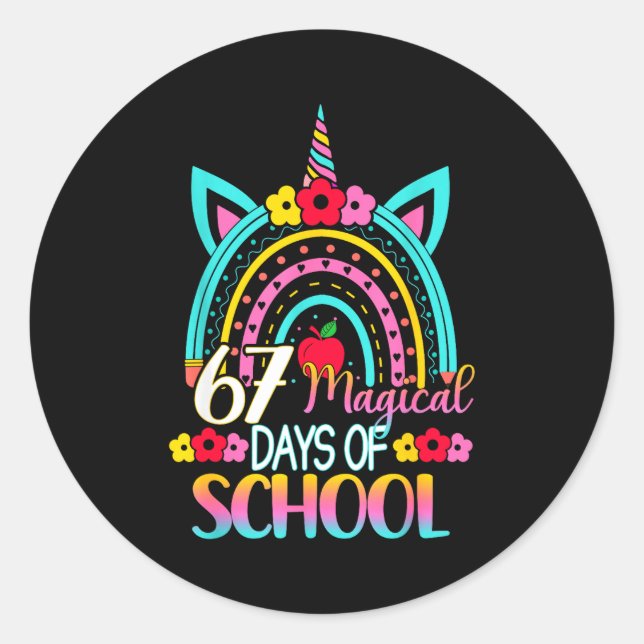 Adesivo Redondo 67 Magical Days Of School Meme Funny Student Teach (Frente)
