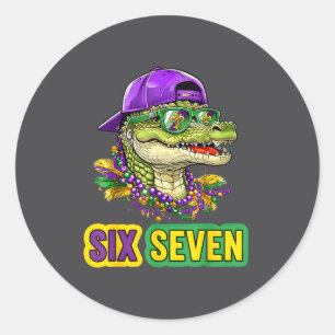Adesivo Redondo 67 Mardigator Jacaré Carnaval Six Seven Engraçado