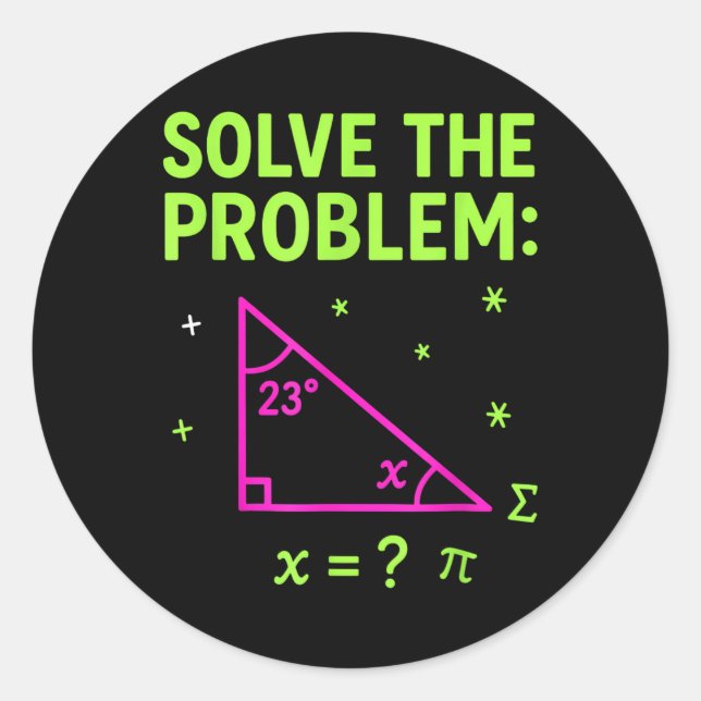 Adesivo Redondo 67 Math Meme Solve The Problem Funny Teachers Stud (Frente)