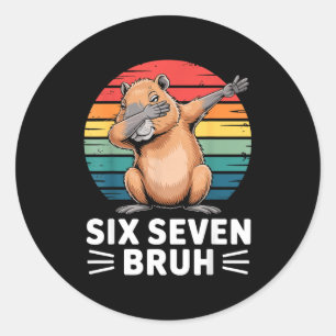 Adesivo Redondo 67 Meme Capivara Engraçado Seis Sete Bruh Humor Pa