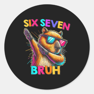 Adesivo Redondo 67 Meme Capivara Seis Sete Bruh Capivara Crianças