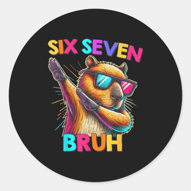 Adesivo Redondo 67 Meme Capybara Six Seven Bruh Capybara Kids Boys (Frente)