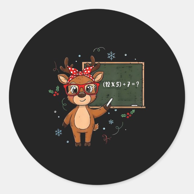 Adesivo Redondo 67 Meme Christmas Reindeer Funny 6 7 Teacher Men W (Frente)