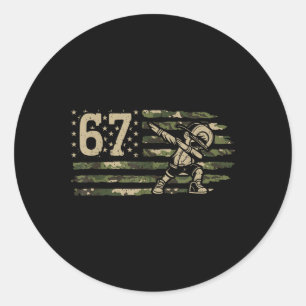 Adesivo Redondo 67 Meme Dabbing Menino Camuflagem EUA Bandeira Ame