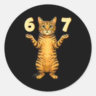 Adesivo Redondo 67 Meme de Gato Engraçado Gíria Humor Gen Alpha Pa