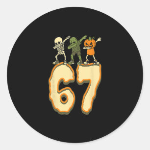 Adesivo Redondo 67 Meme de Halloween 6 7 Números Seis Sete Criança