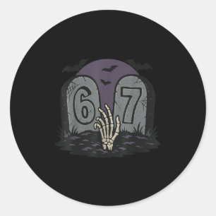 Adesivo Redondo 67 Meme de Halloween Esqueleto Soky - Six Seven Ge