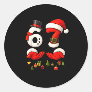 Adesivo Redondo 67 Meme de Natal Engraçado 6 7 Mãos Gíria Geração 